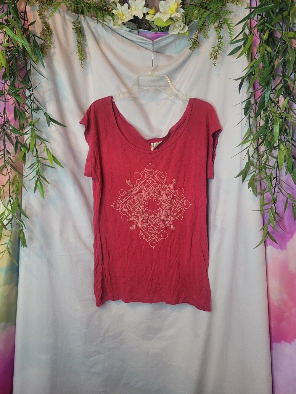 Soft Boho Red Moon Path Mandala Design